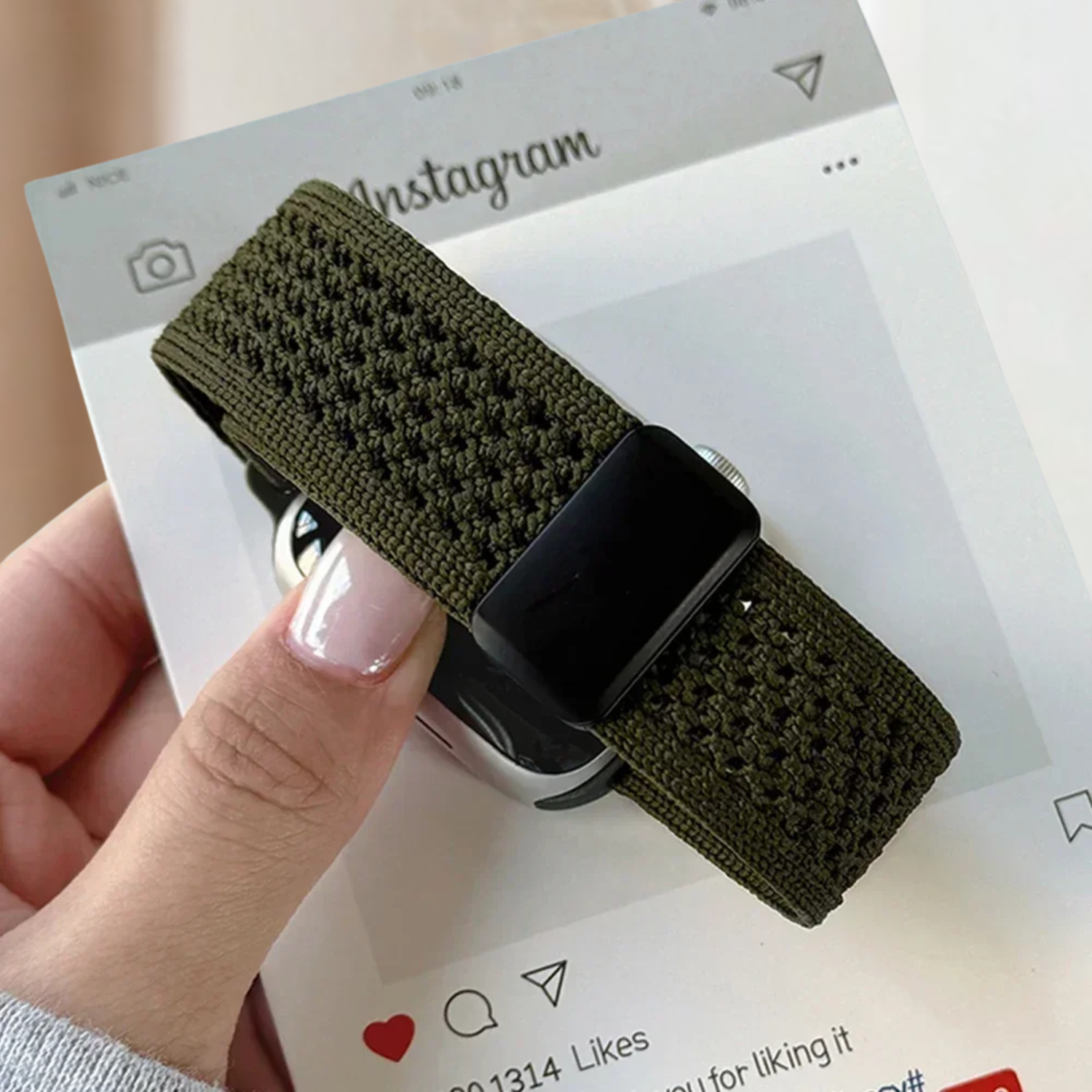 Crocheted watch band Green