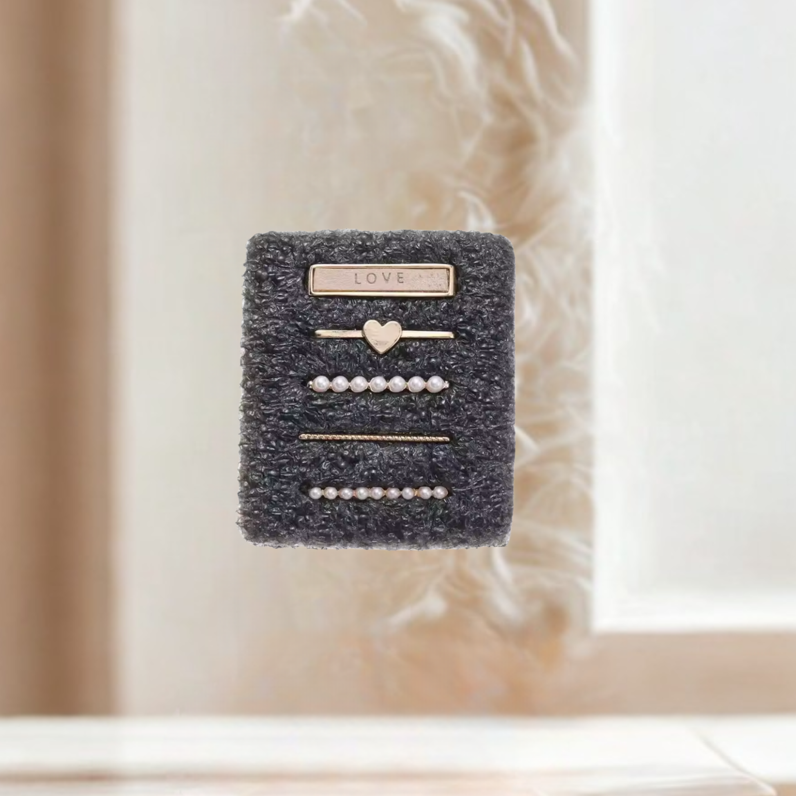 Watch charms- gold 5pc love heart