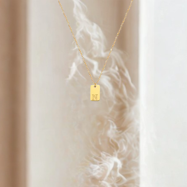Simple gold N necklace - Pl’aus Hair Salon