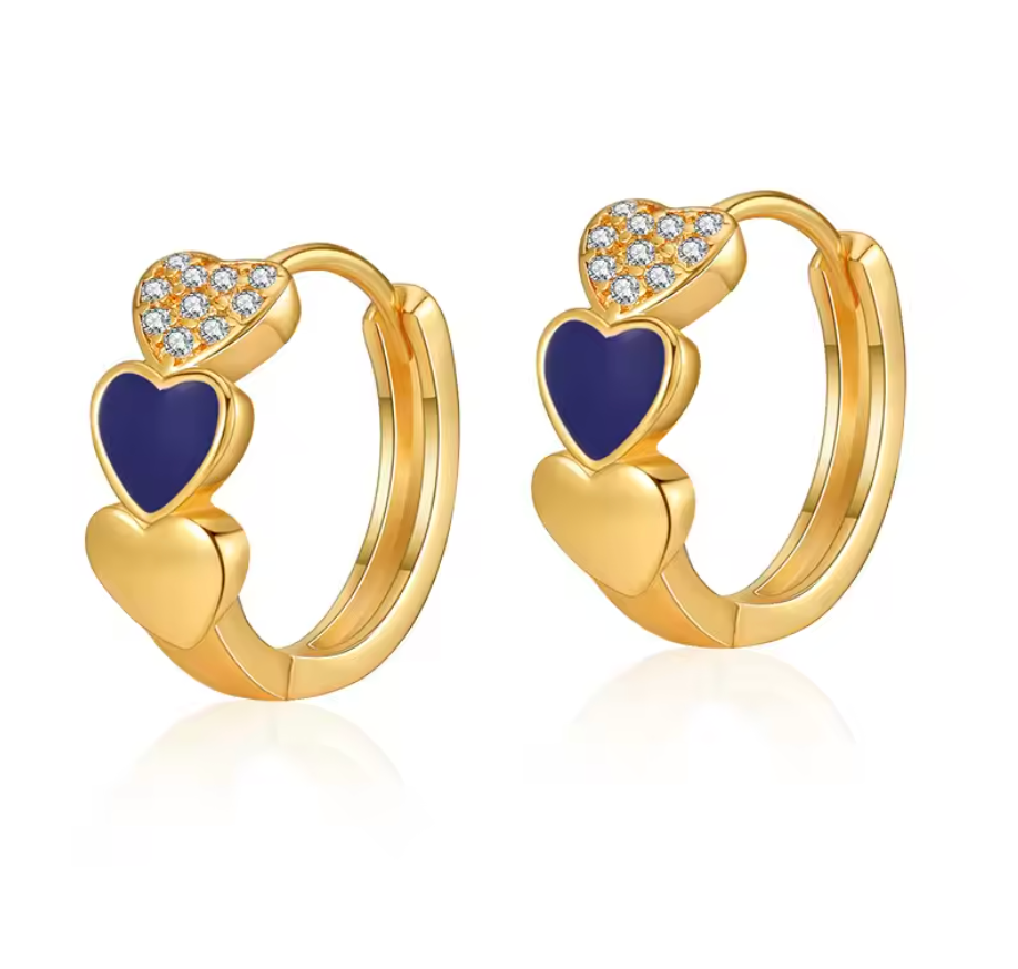 Gold Hoop (3 hearts)