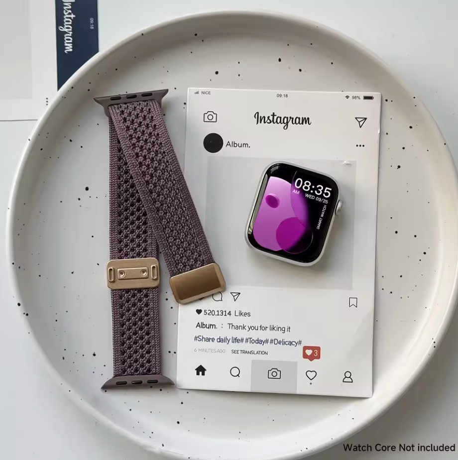 Crocheted watch band Smokey Purple